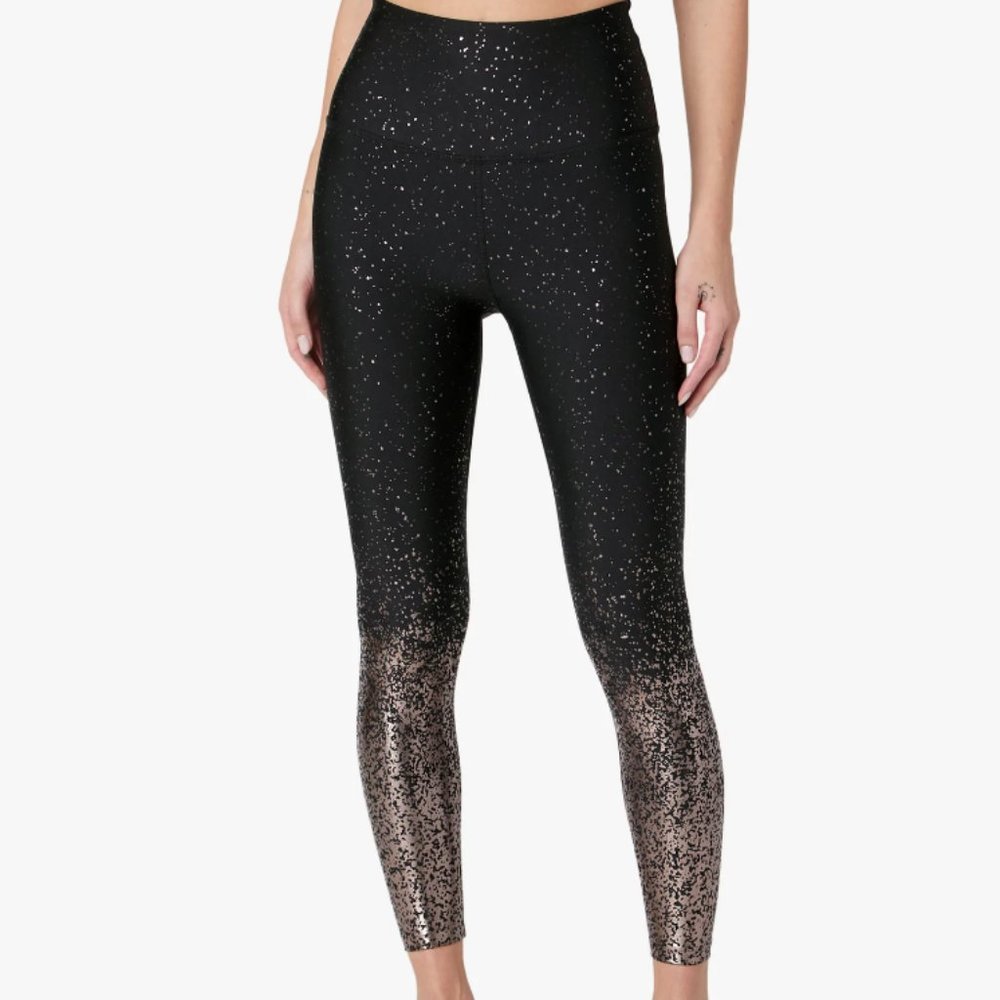 Beyond Yoga 366 Alloy Ombre High Waisted Midi Legging In Black Gunmetal